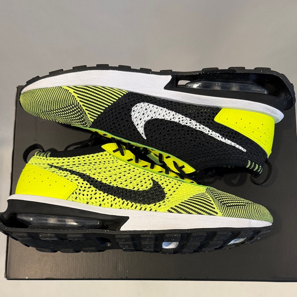 Nike Air Max Flyknit Racer Black and Neon Yellow, size 10